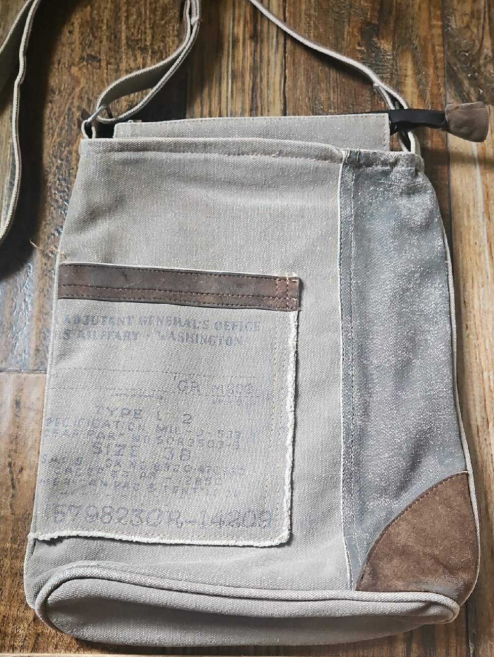 Mona B Canvas Crossbody Bag with Brown Suede Accents‎
